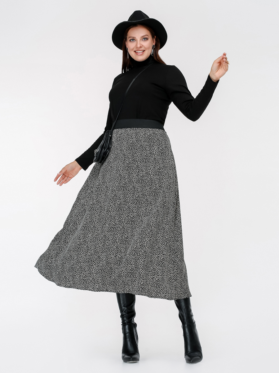 картинка Юбка 7060 чёрно-бежевый набивной от магазина Larouge.by