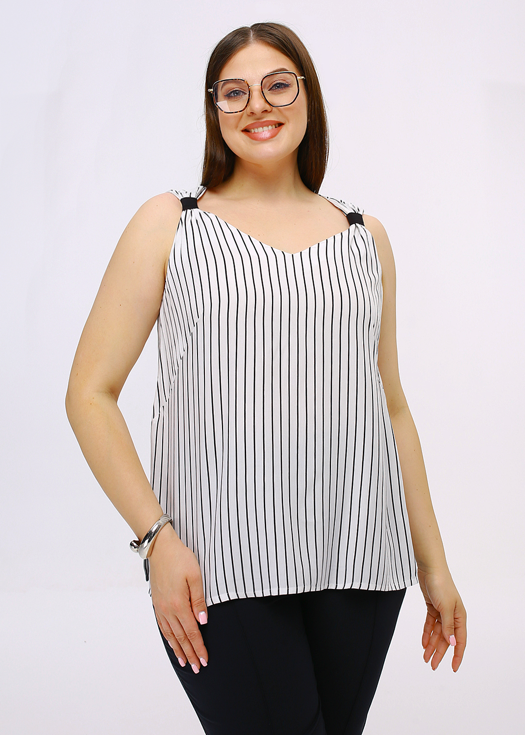картинка Блузка 6316  бело-черный  (полоска) от магазина Larouge.by