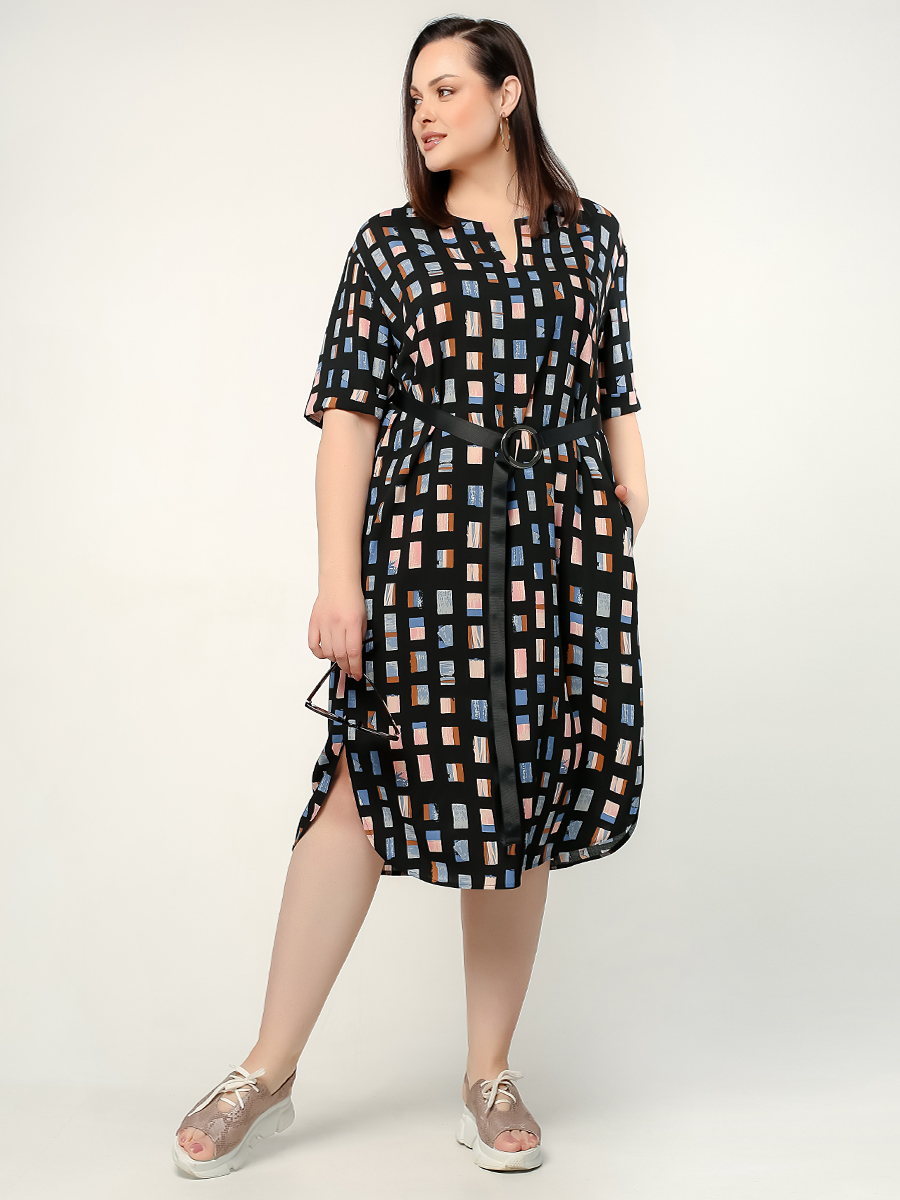 картинка Платье 5394 черный набивной от магазина Larouge.by