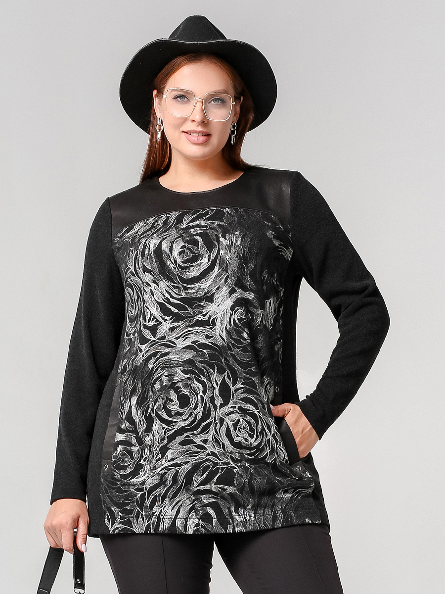 картинка Джемпер 3321 черный(розы) от магазина Larouge.by