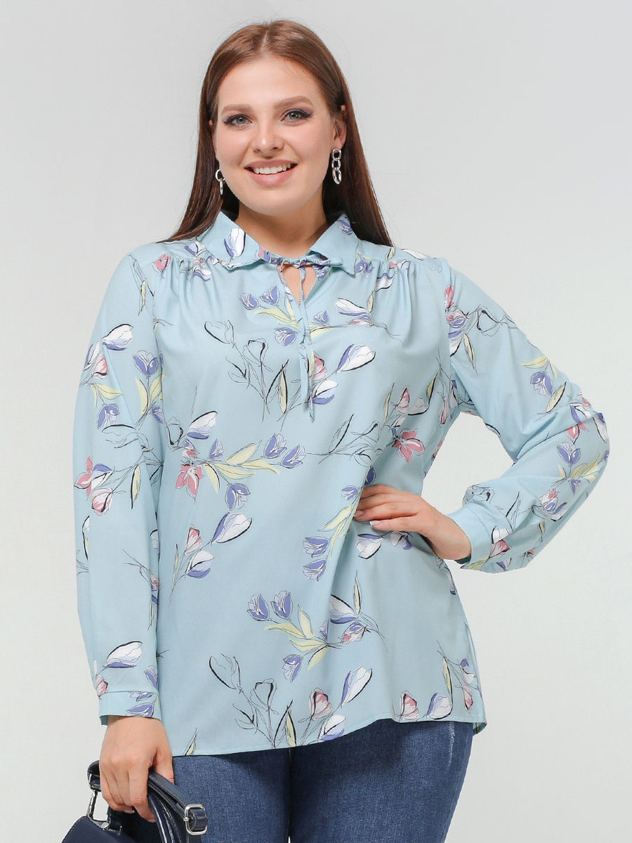 картинка Блузка 62586 мята(цветы) от магазина Larouge.by