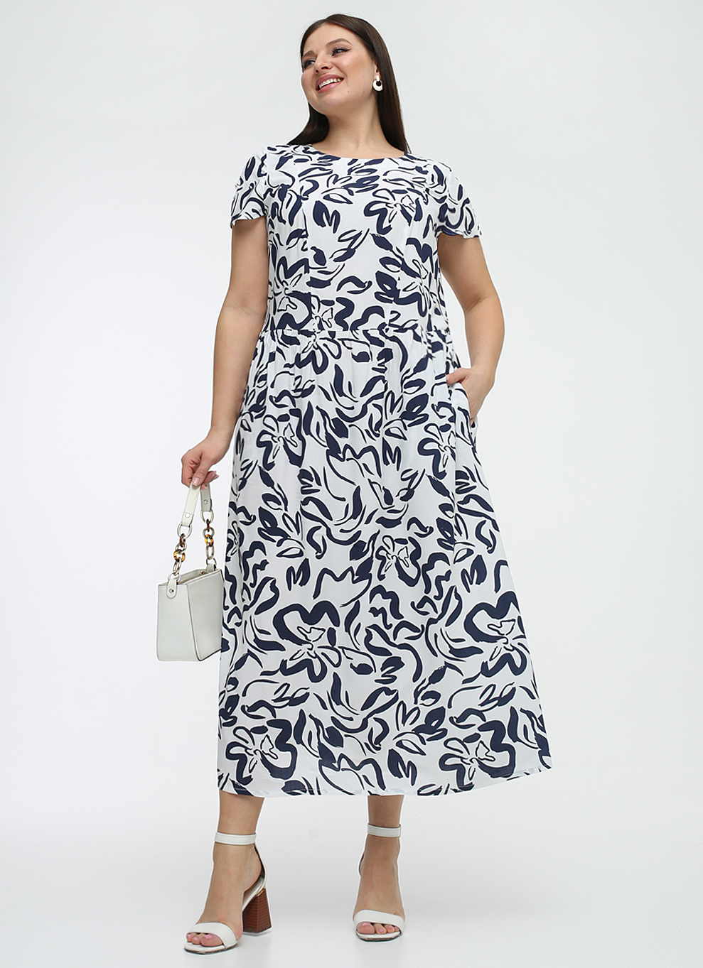 картинка Платье 5460 белый набивной от магазина Larouge.by