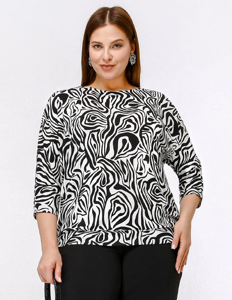 картинка Джемпер 3380 чёрно-белый набивной от магазина Larouge.by