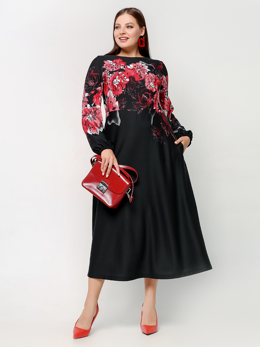 картинка Платье 5408 черный(цветы) от магазина Larouge.by