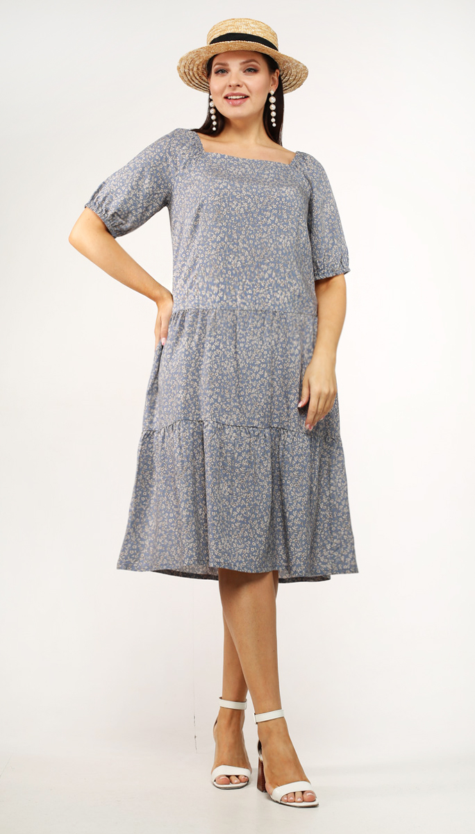 картинка Платье 5389 серо-голубой (цветочек)			 от магазина Larouge.by