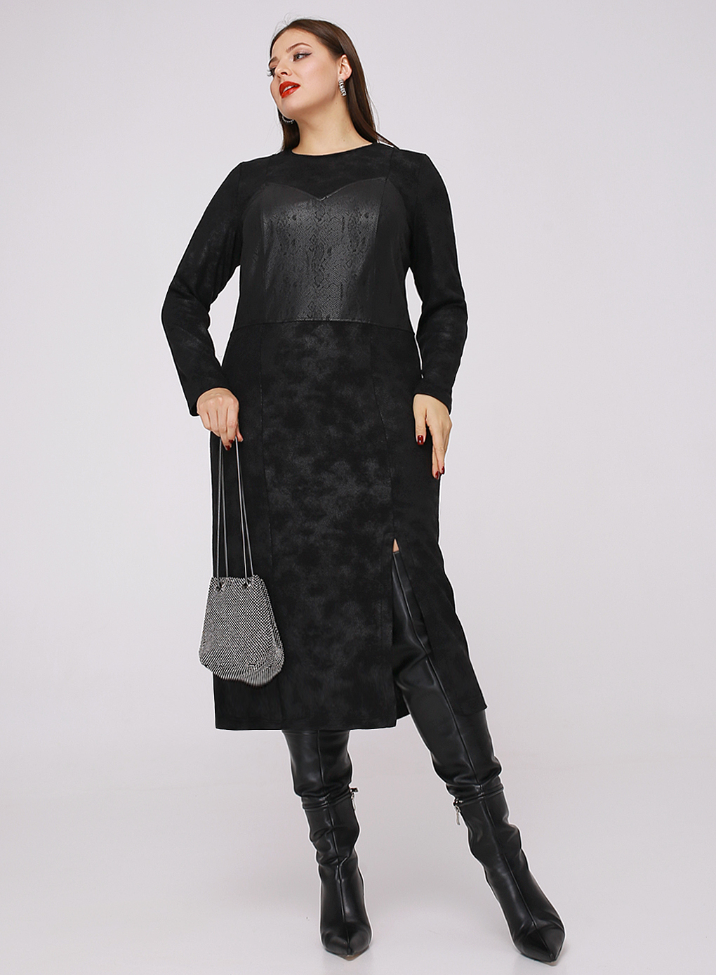 картинка Платье 5482 черный(кожа) от магазина Larouge.by