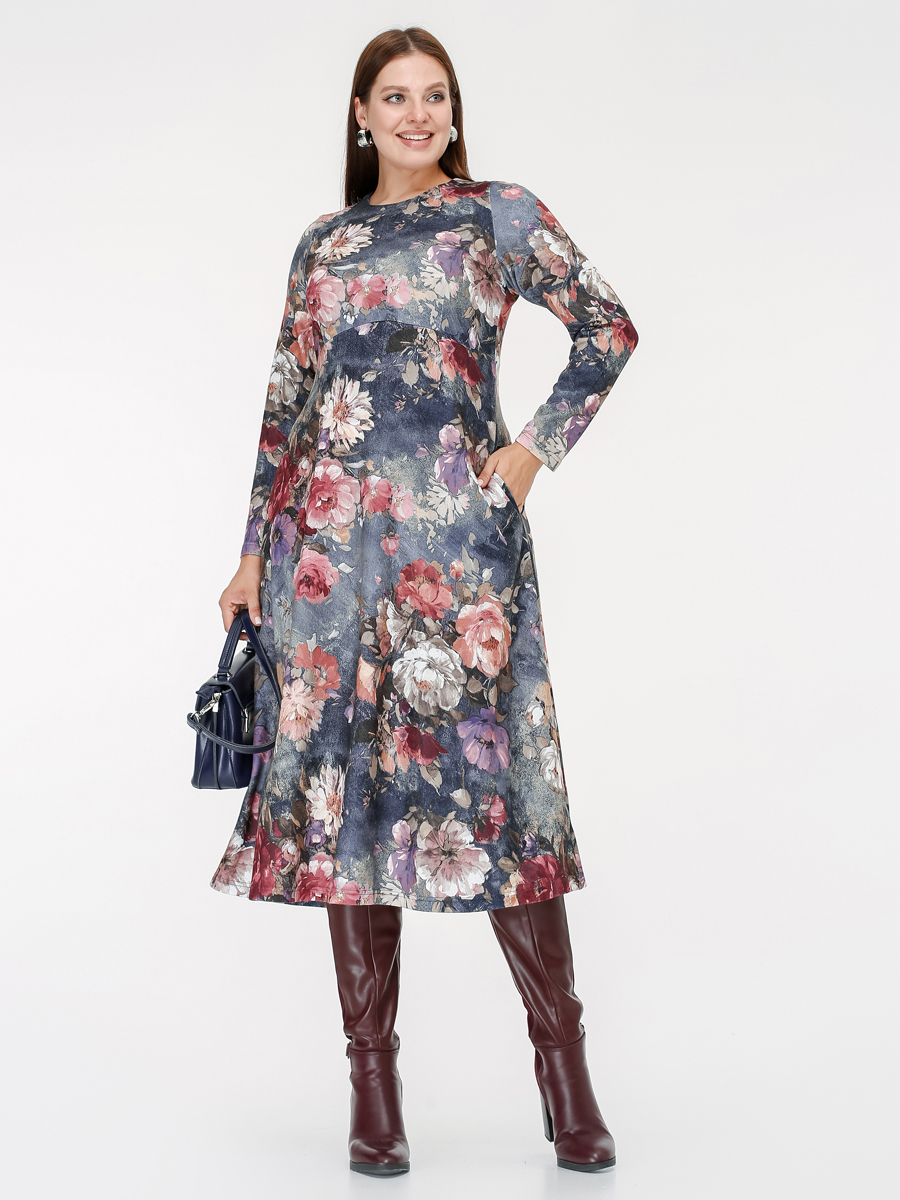 картинка Платье 5438 синий(цветы) от магазина Larouge.by