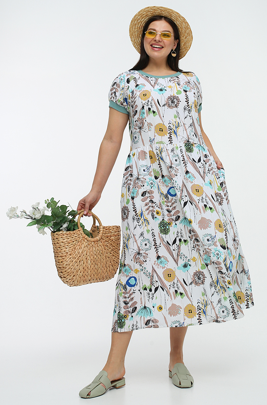 картинка Платье 5454 молочный набивной от магазина Larouge.by