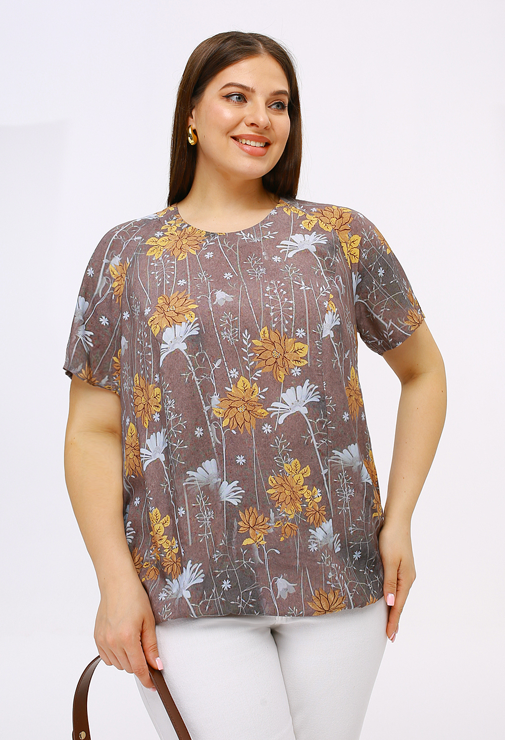 картинка Блузка 6320  кофейный  (цветы) от магазина Larouge.by