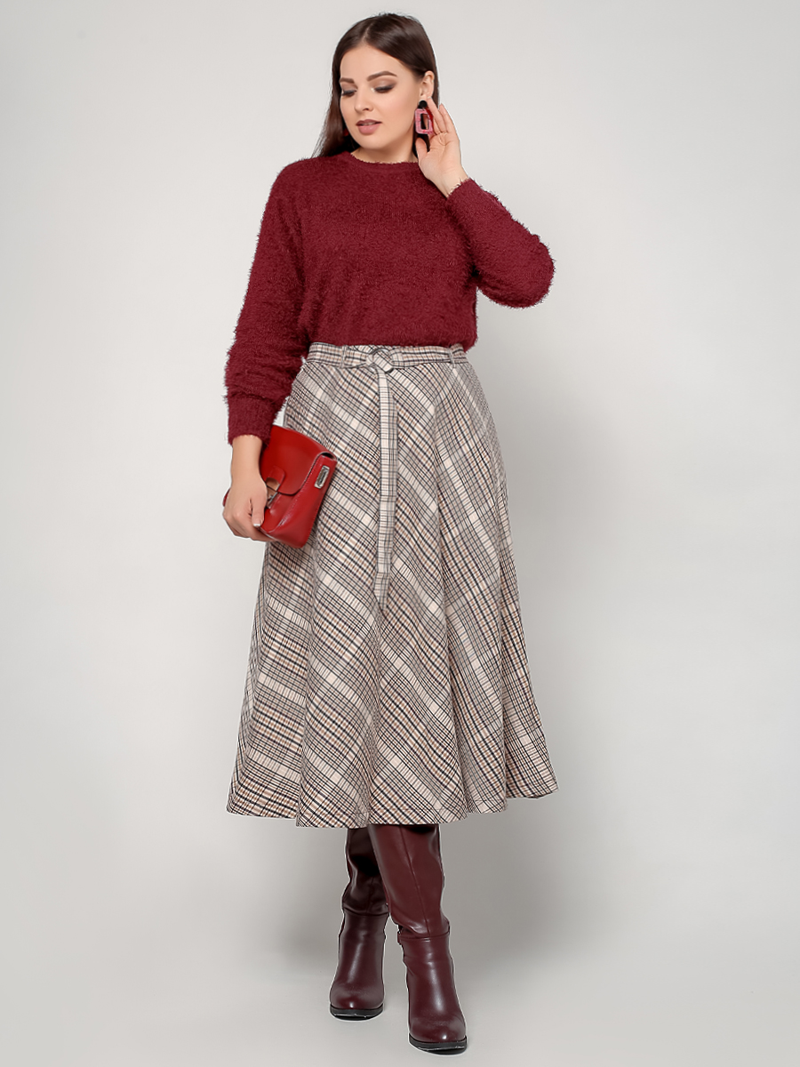 картинка Юбка 7049 бежевый(клетка) от магазина Larouge.by