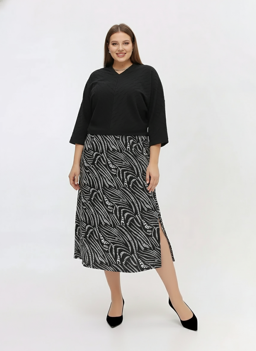 картинка Юбка 7069  черно-белый от магазина Larouge.by