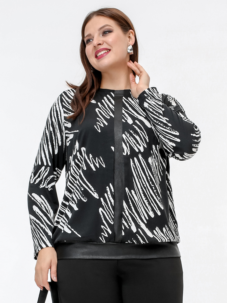 картинка Джемпер 3343 чёрно-белый набивной от магазина Larouge.by