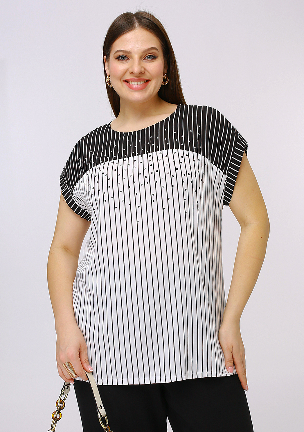 картинка Блузка 6308 бело-чёрный(полоска) от магазина Larouge.by