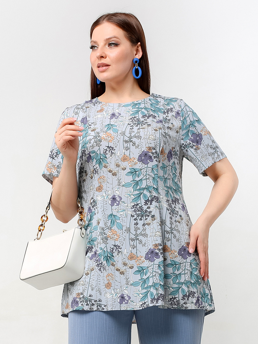 картинка Блузка 6243 голубой (цветы) от магазина Larouge.by