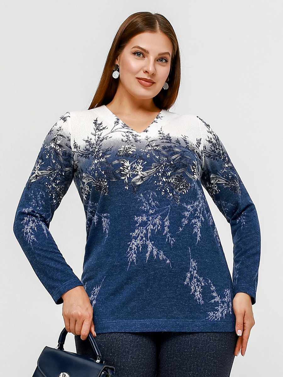 картинка Джемпер 3365 синий(цветы) от магазина Larouge.by