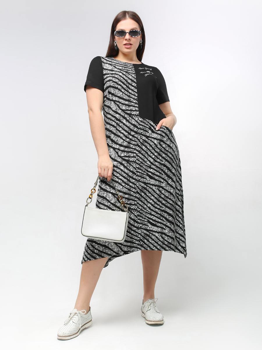 картинка Платье 5417 черно-белый набивной от магазина Larouge.by
