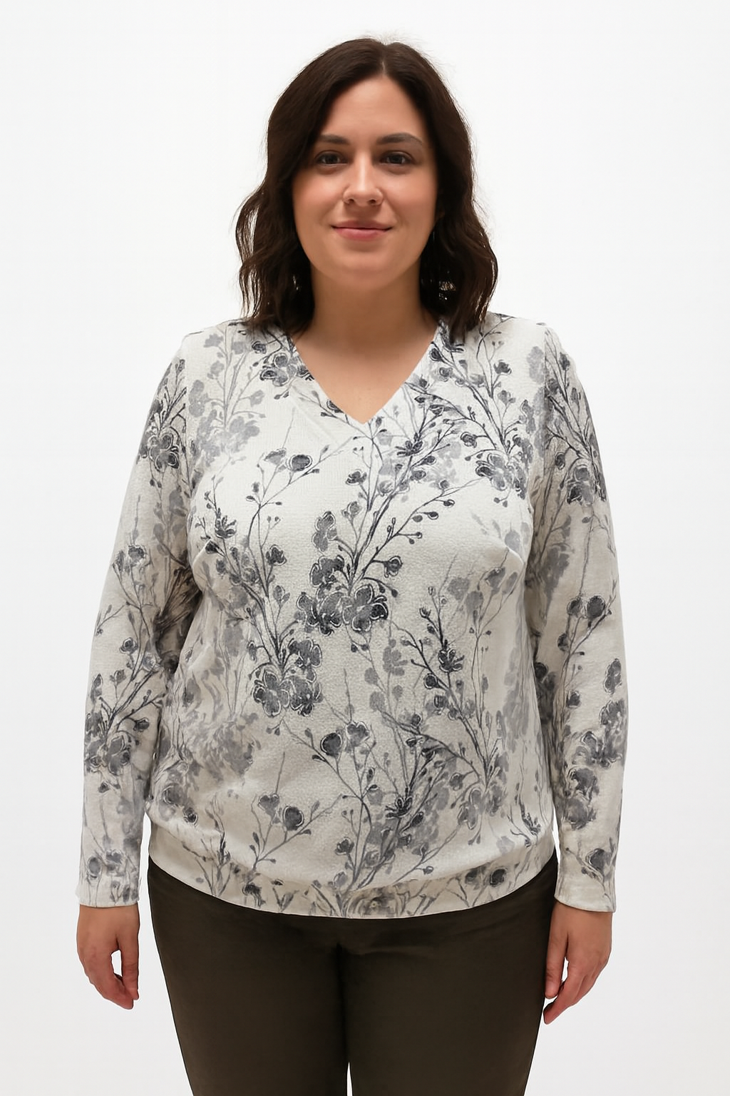 картинка Джемпер 3410 белый веточки от магазина Larouge.by