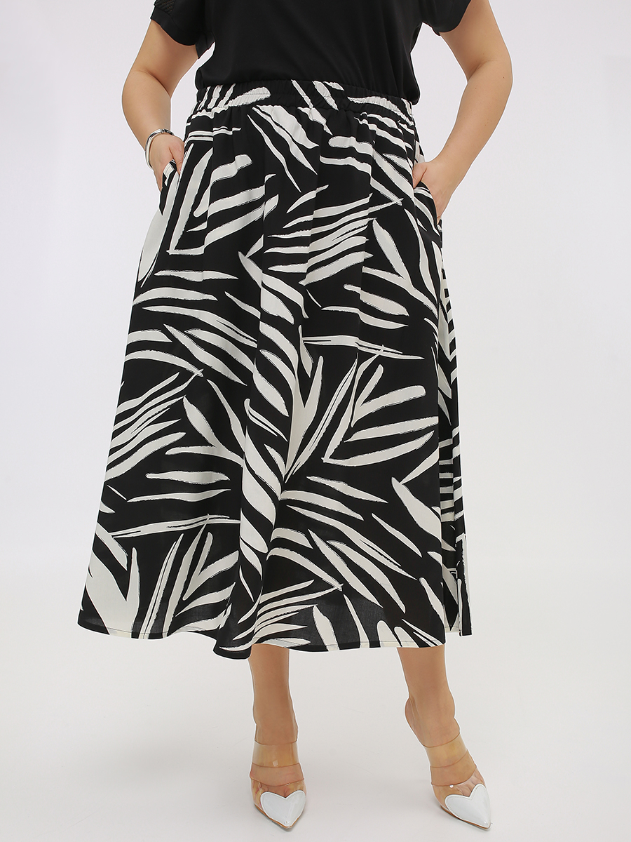 картинка Юбка 7070  черно-белый набивной от магазина Larouge.by