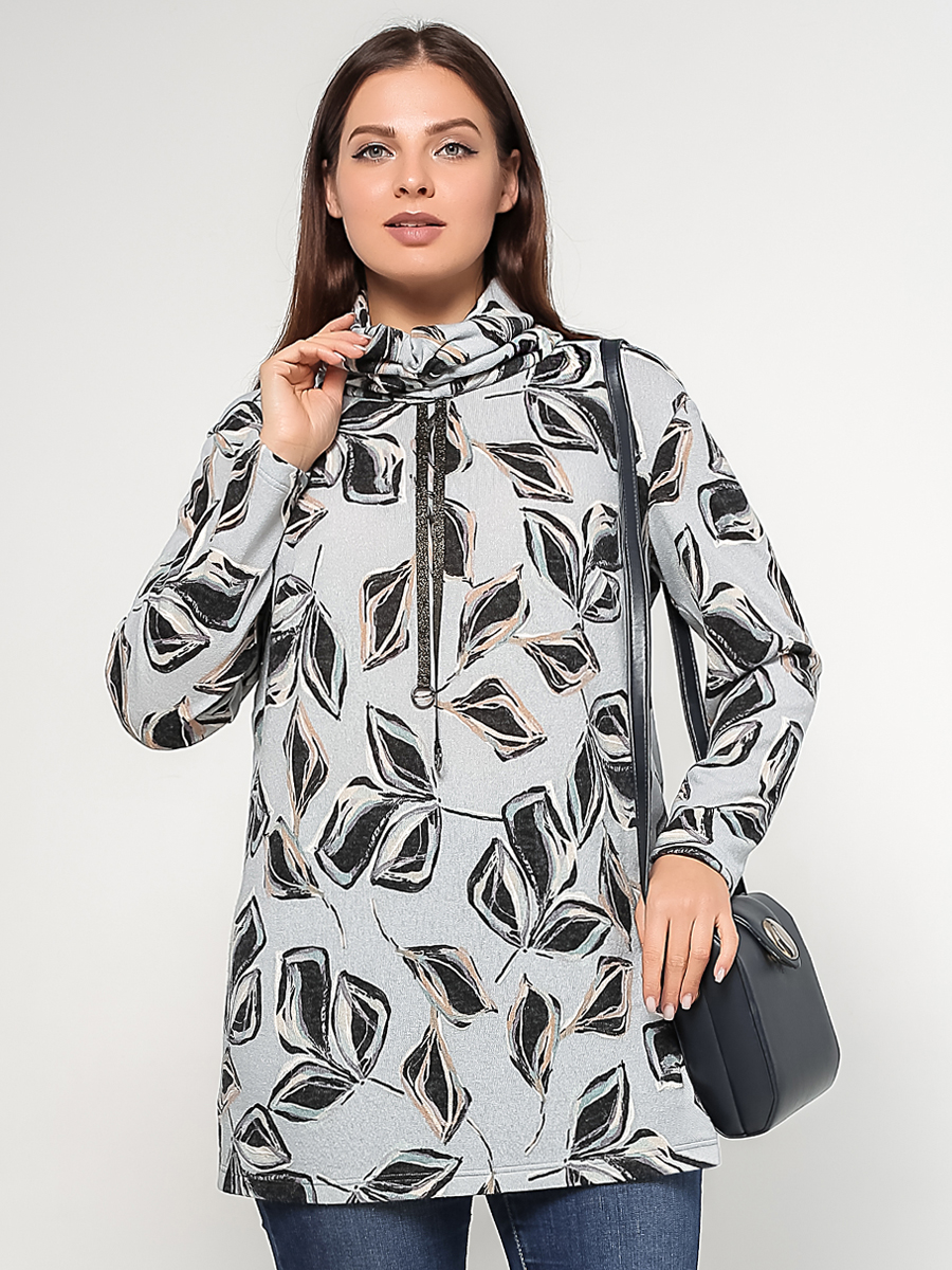 картинка Туника 9052 светло-серый(листья) от магазина Larouge.by