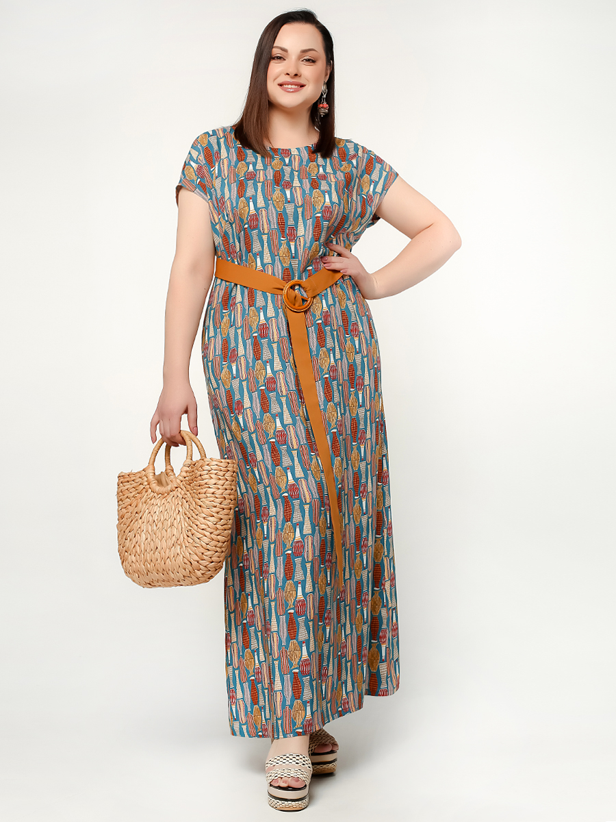 картинка Платье 5386 бирюза набивной от магазина Larouge.by