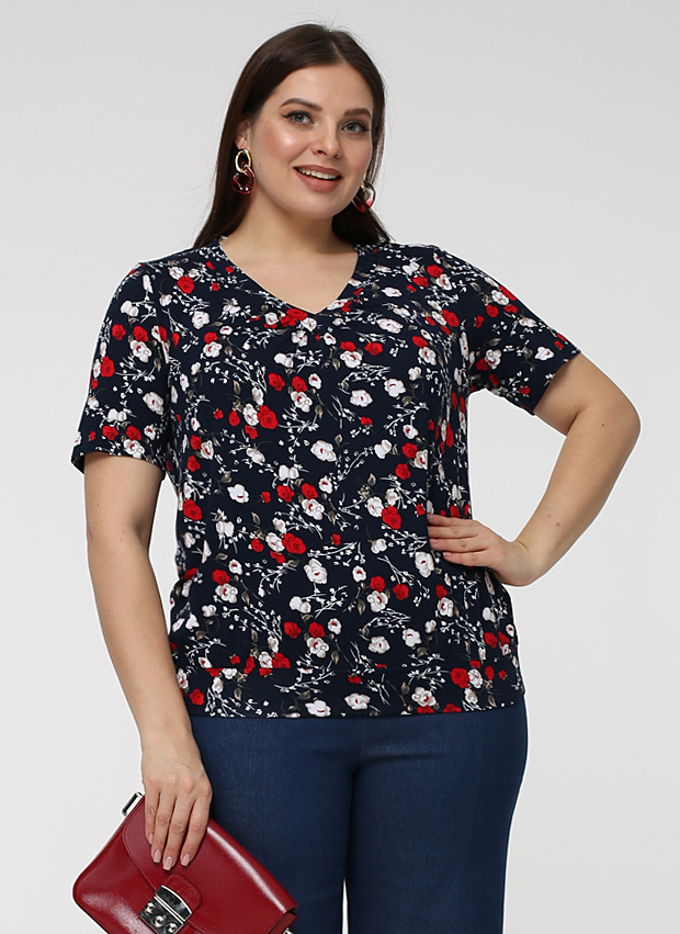 картинка Джемпер 3351 тёмно-синий(розы) от магазина Larouge.by