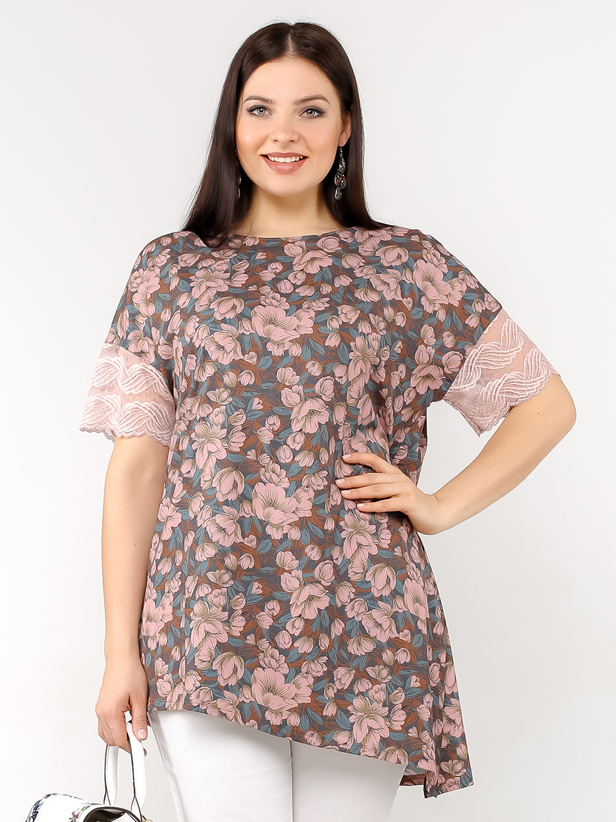 картинка Туника 9033 Розовые цветы от магазина Larouge.by